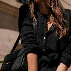 Sezane Gaspard Cardigan in Black, Size Small